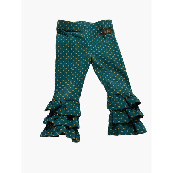 Matilda Jane Girls Community Garden Legging Size 12-18 months Green Polka Dot Ru - Picture 5 of 5